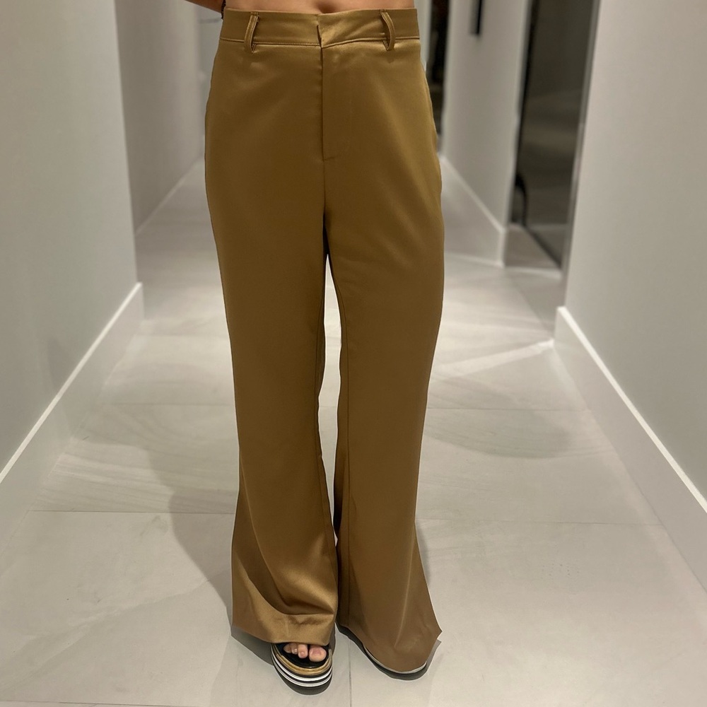 Blanco de Ibiza by Isabel Tavares Stylish Tan Wide-Leg Pants